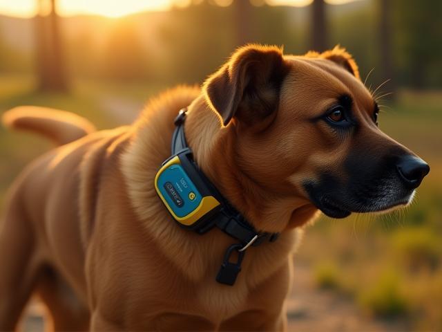 TruePaw Adventure rugged GPS tracker attached to large dog collar