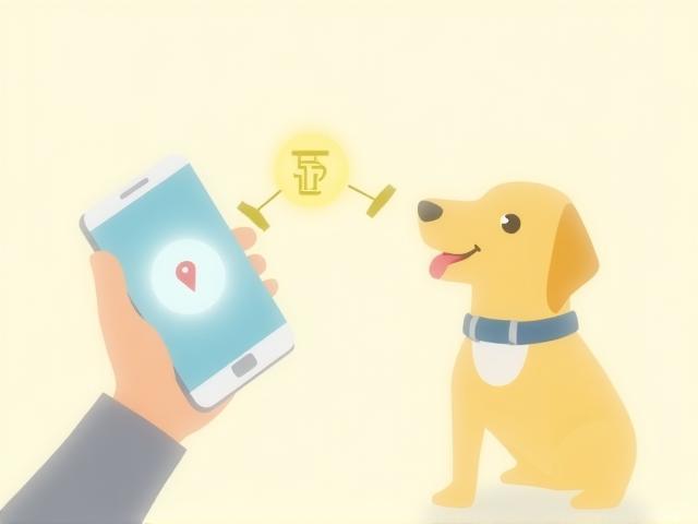 Smartphone pairing with pet GPS tracker illustration
